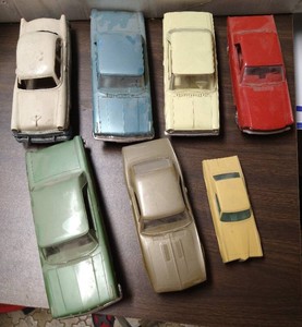 (7) Plastic Vintage Car Models - Some Missing Tires