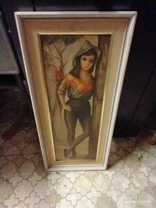 Vintage MAIO Harlequin With Parrot Picture - 25.5 x 11.5