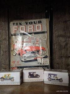Vintage Ford Book & (3) Mini Models