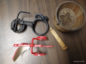Vintage Items - Metal Plow & Bicycle Decor & Butter Mold