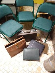 (3) Nice, Padded Folding Chairs, & Briefcase Lot