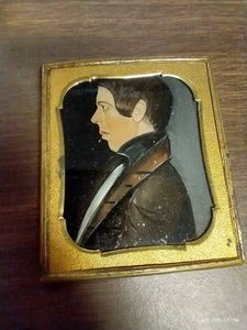 Antique Hand-Painted Portrait on Glass - 1839