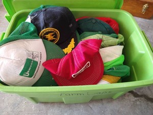Tote of Vintage Farmer Hats