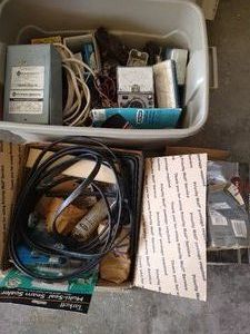 Tote of Misc. Electrical Parts, Wire, & Cables