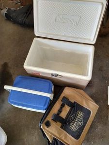 Vintage Coleman Cooler, Bag Cooler, & Small Coleman Cooler