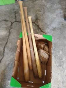 Vintage Baseball Bats & Homemade Gloves