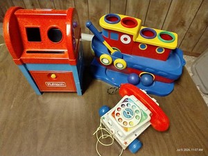 Vintage Toys - Playskool Mailbox, Fisher Price Phone, & Whack-a-Ball Ship