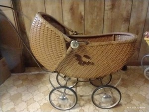 Vintage Wicker Doll Buggy