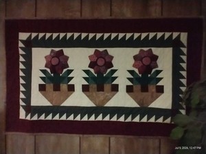 Quilted Potted Flowers Wall Hanging - 40 x 24