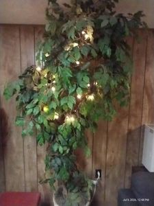 Tall, Artificial Tree with White Lights