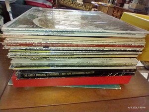 Stack of Classical & Band LP Records