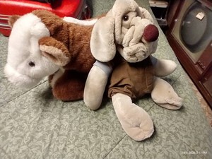 (2) Puppets - Cow & Wrinkles Puppy