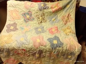 Homemade Flower Quilt in Good Condition - Some Stains