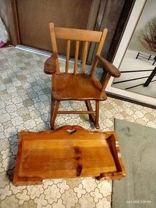 Small Wooden Childs Rocking Chair & Shelf