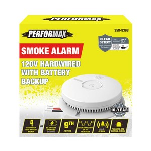3 PACK Performax  Direct Wire 9V Battery Backup Photoelectric Smoke Detector