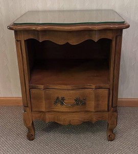 O - French Provincial Nightstand with Protective Glass Top