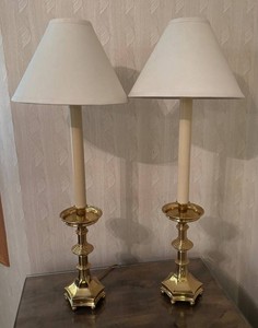 O - Vintage Brass Table Lamps Pair