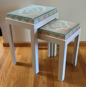 O - Vintage Nesting Tables With Glass Tops (Lot of 2)
