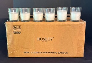 O - New Hosley Clear Glass Votive Candle Holders (Lot of 48)