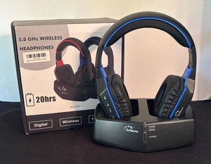 O - WallarGe HP003 Wireless TV Headphones Black Blue