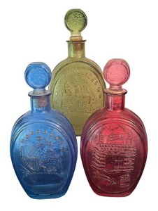 O - Vintage Ezra Brooks Whiskey Decanter Trio