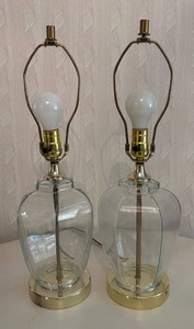 O - Pair of Glass Base Table Lamps