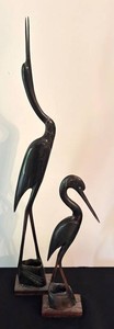 O - Vintage Water Buffalo Crane Decor Pair