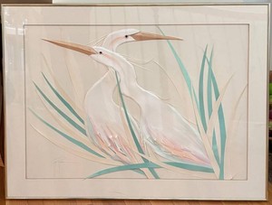 O - Rankin White Heron 3D Layered Paper Art Framed