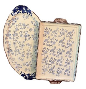 O - Temp-tations Floral Lace Serving Platters (Lot of 2)