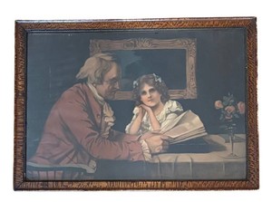 O - Edward Percy Moran Thomas Jefferson and Little Girl Print Framed