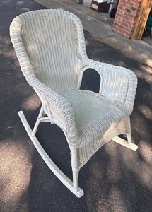 G - Vintage White Wicker Rocking Chair