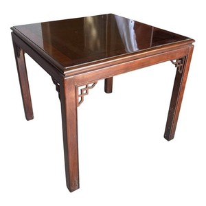 G - Vintage Drexel Chippendale Collection Side Table Burled Mahogany