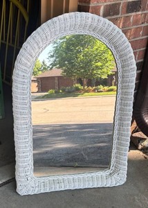 G - White Wicker Mirror