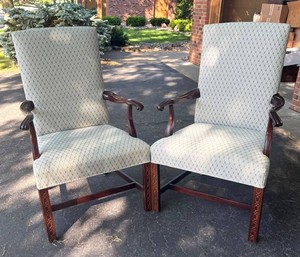 G - Vintage Chippendale-style Mahogany Armchairs (Lot of 2)