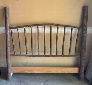 G - Rustic Wood Log Headboard