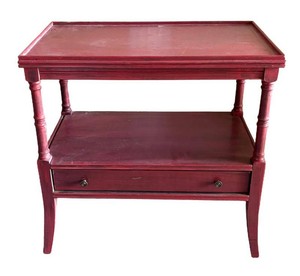 G - Vintage Red Toned Accent Table With Drawer