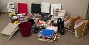 O - LARGE Office Supplies Mixed Lot Boston 2612 Paper Cutter, Organizers & Cards