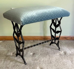 O - Vintage Art Deco Cast Iron Sewing Bench