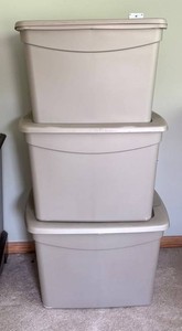 O - Plastic Storage Totes (Lot of 3)