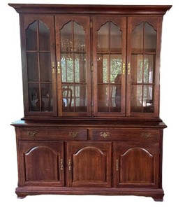 DR - Vintage Crescent Furniture Cherry Buffet & China Cabinet