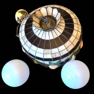 K - Stained Glass Chandelier With 2 Frosted Shades