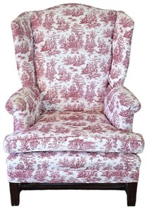 DR - Upholstered Wingback Chair With Wooden Base