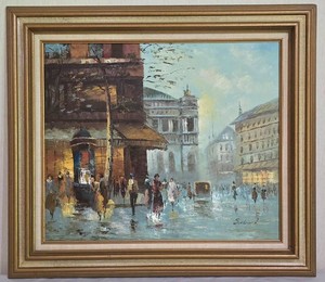 LL-BR2 - Mid-Century Impressionist Paris Street Scene Oil Painting, Signed S. Edward