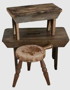LL-BR2 - Vintage Wooden Stool Set (Lot of 3)
