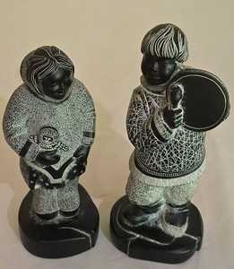 LL-BR1 - Boma Inuit Soapstone Figures (Lot of 2)