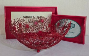 LL-BR1 - Sudberry House Serving Trays and a Red Metal Basket  Mixed Lot of 3