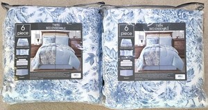 LL-BR2 - Twin Floral Toile 6-Piece Bed Ensemble (Lot of 2)