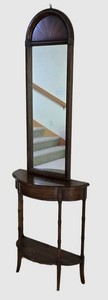 LL-BR2 - Vintage Butler Specialty Demilune Console Table & Pier Mirror