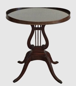 LL-BR2 - Vintage Mersman 6651 Mahogany Lyre Base Oval Side Table