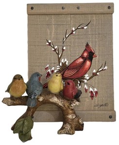 LL-BR2 - Cardinal Plaque & Birds on Branch Decor Mixed Lot